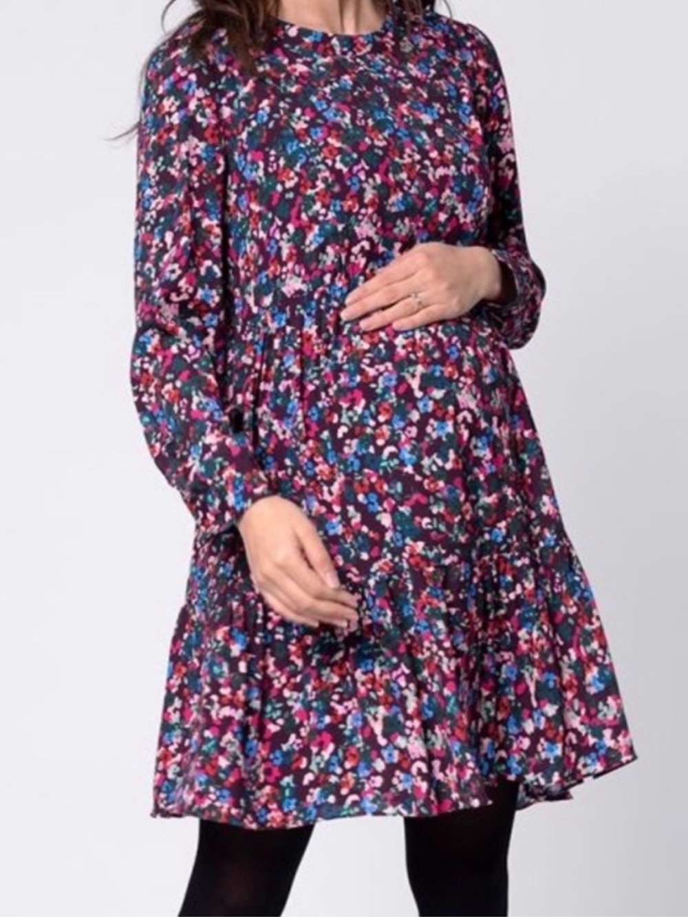 Seraphine Maternity/ Nursing Friendly Multicolored Long-Sleeve Mini Dress